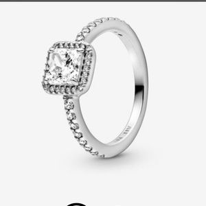 two pandora rings size 7, halo and red heart ring